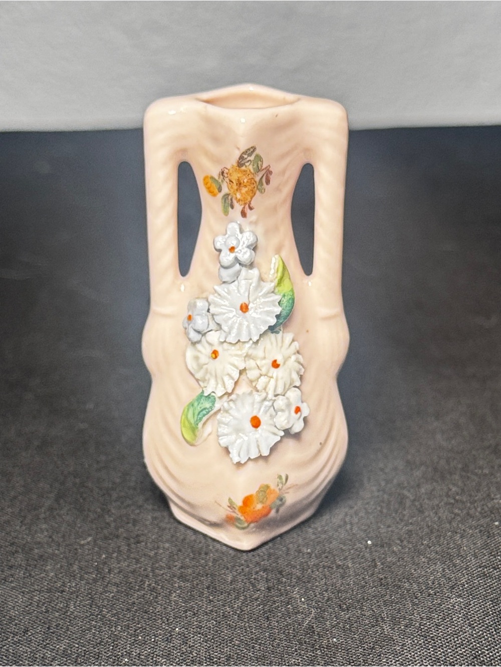 Vintage German Miniature Porcelain Bud Vases Set of 5 Applied 3D Floral Accents - Picture 7 of 14